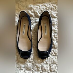Women's dark navy Peep-Toe Flats